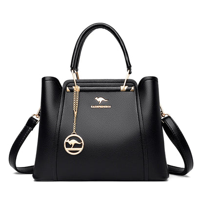 VANDERWAH Luxury Leather Shoulder Crossbody Bag – 3 Layers Soft Tote