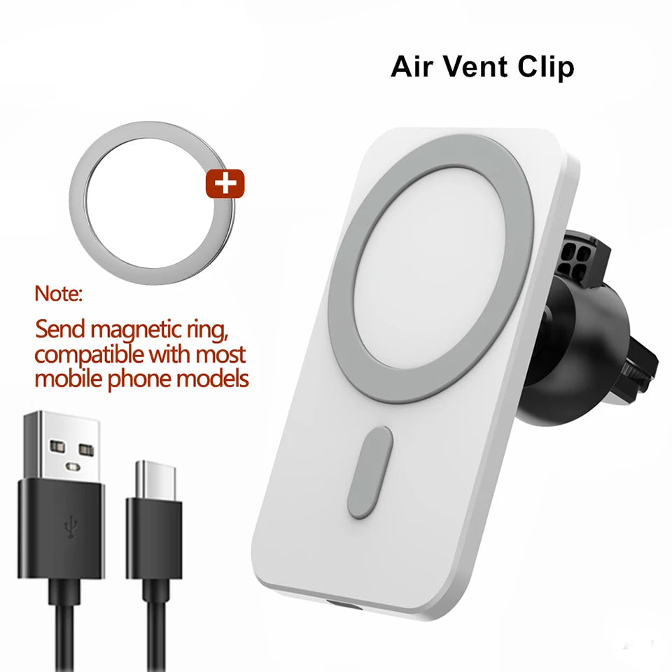 Magnetic Car Wireless Charger For Macsafe for iPhone 12 13 14 15 Pro Max Mini Air Vent Car Phone Holder Stand Fast Car Charging
