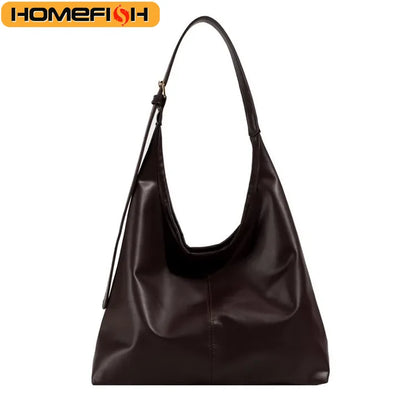 HOMEFISH Retro Luxury Large Tote Bag – Fashion PU Shoulder Handbag