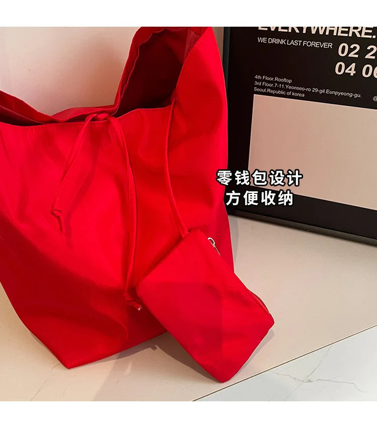 Minimalist Tote Shoulder Bag – Large Capacity Retro Shopping Bag
