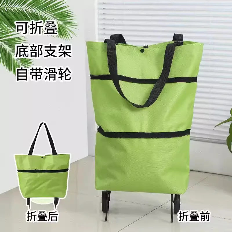 Shopping bag with wheels, foldable, grocery shopping cart, tugboat, portable