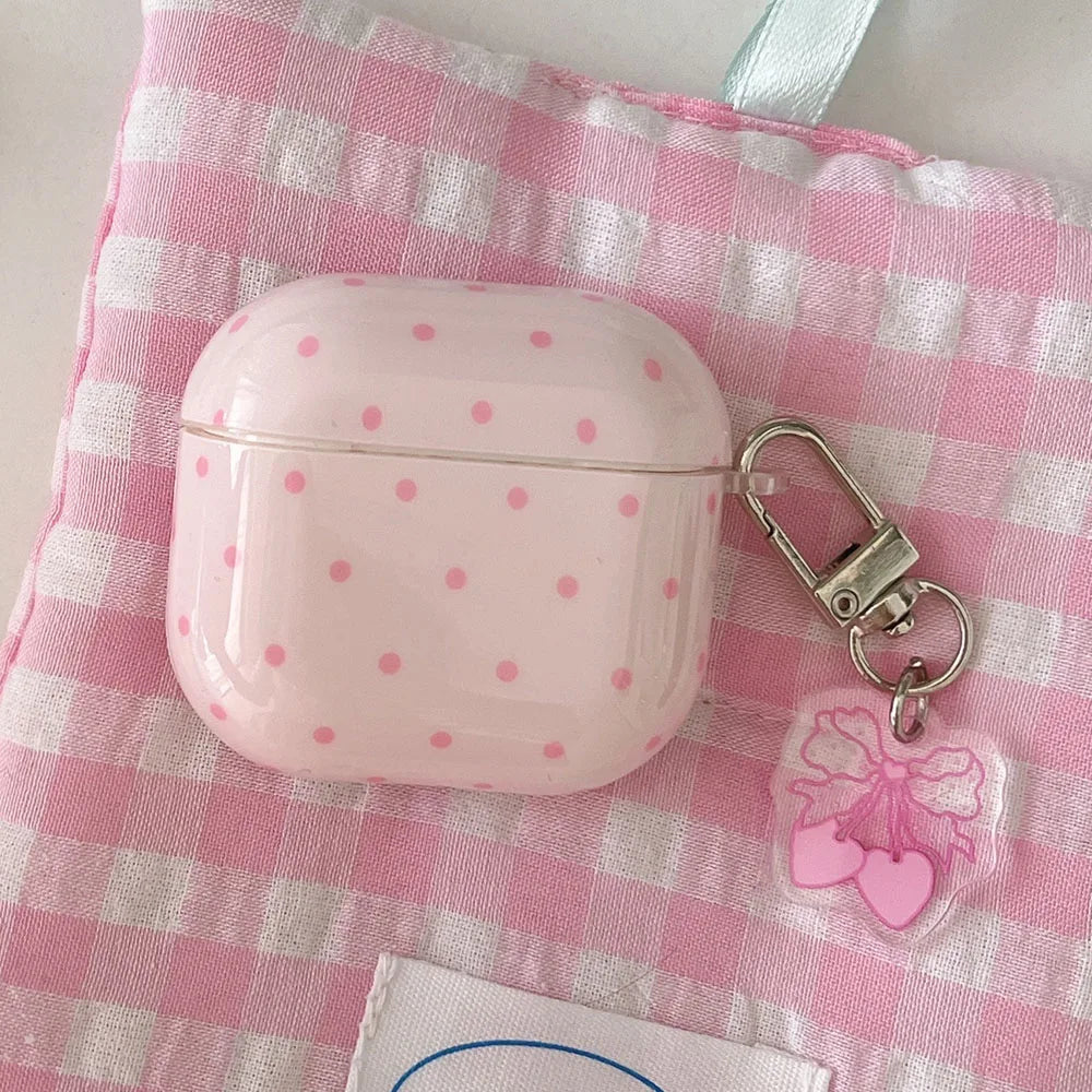 Cute Pink Green Polka Dot Shockproof AirPods Case Cover