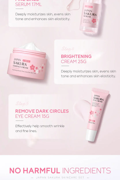 LAIKOU Sakura Skincare Set – 5PCS Moisturizing & Brightening Kit