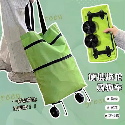 Shopping bag with wheels, foldable, grocery shopping cart, tugboat, portable