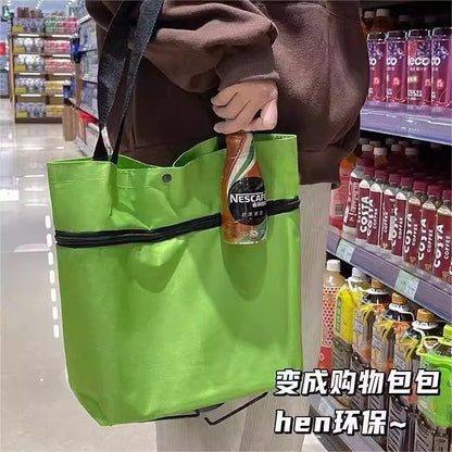 Shopping bag with wheels, foldable, grocery shopping cart, tugboat, portable