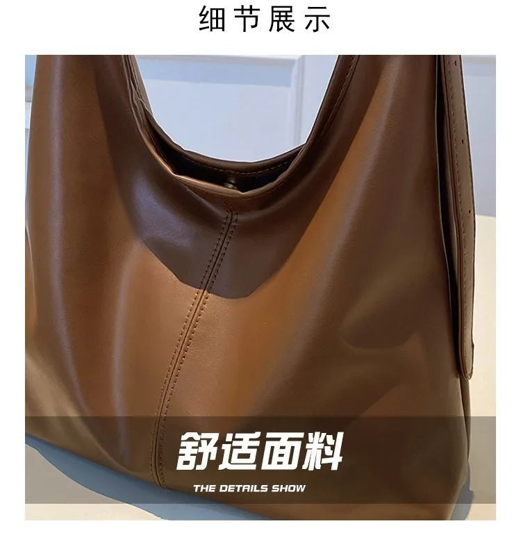 HOMEFISH Retro Luxury Large Tote Bag – Fashion PU Shoulder Handbag