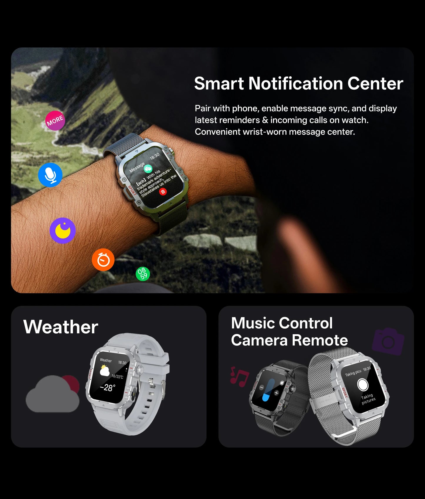 2026 Military Smart Watch Bluetooth Call Fitness Tracker GPS