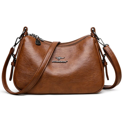 Luxury Designer Leather Shoulder Bag for Women – Retro Minimalist Crossbody Purse