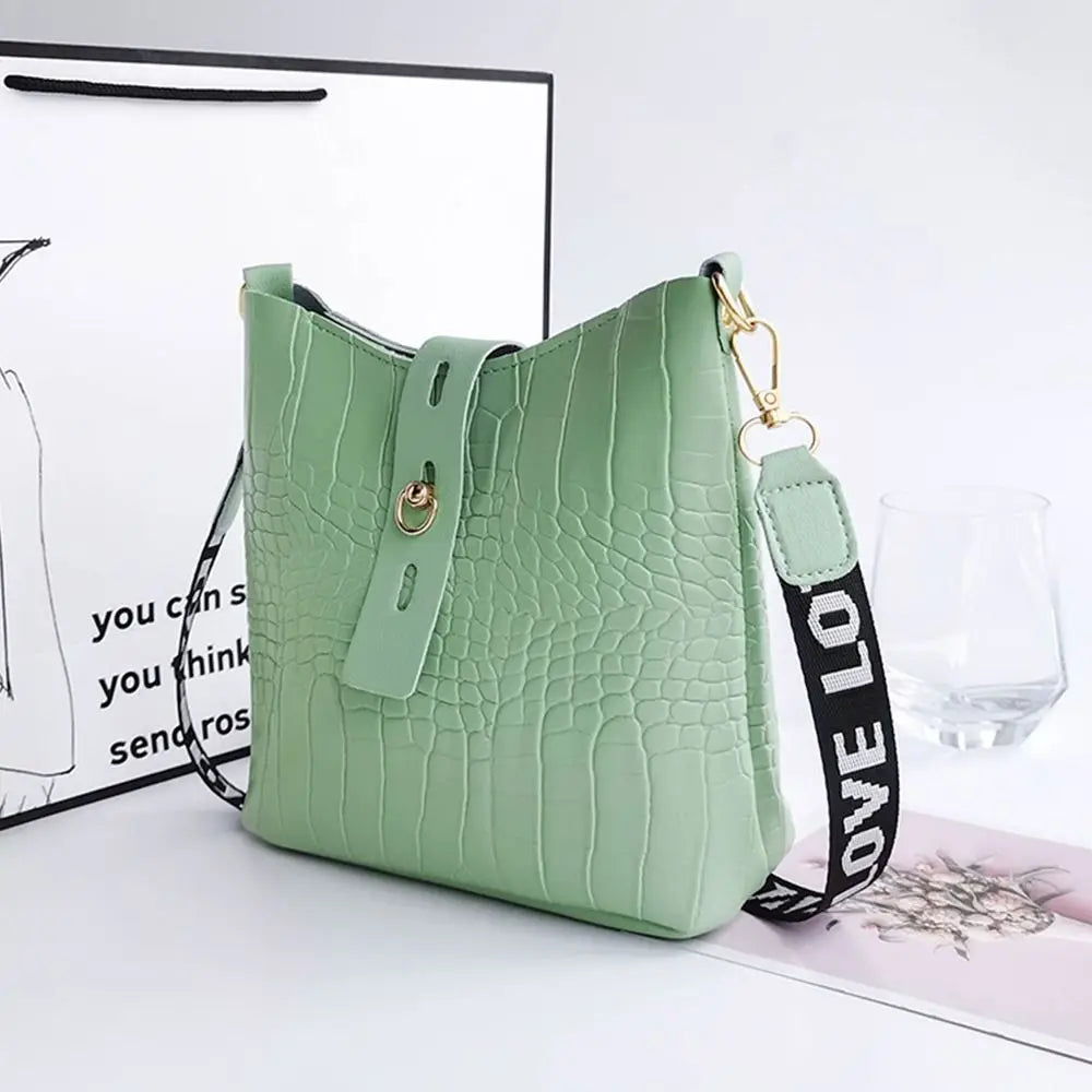 Women’s Classic Shoulder Crossbody Bag – Casual PU Leather Bucket Style
