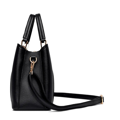 VANDERWAH Luxury Leather Shoulder Crossbody Bag – 3 Layers Soft Tote