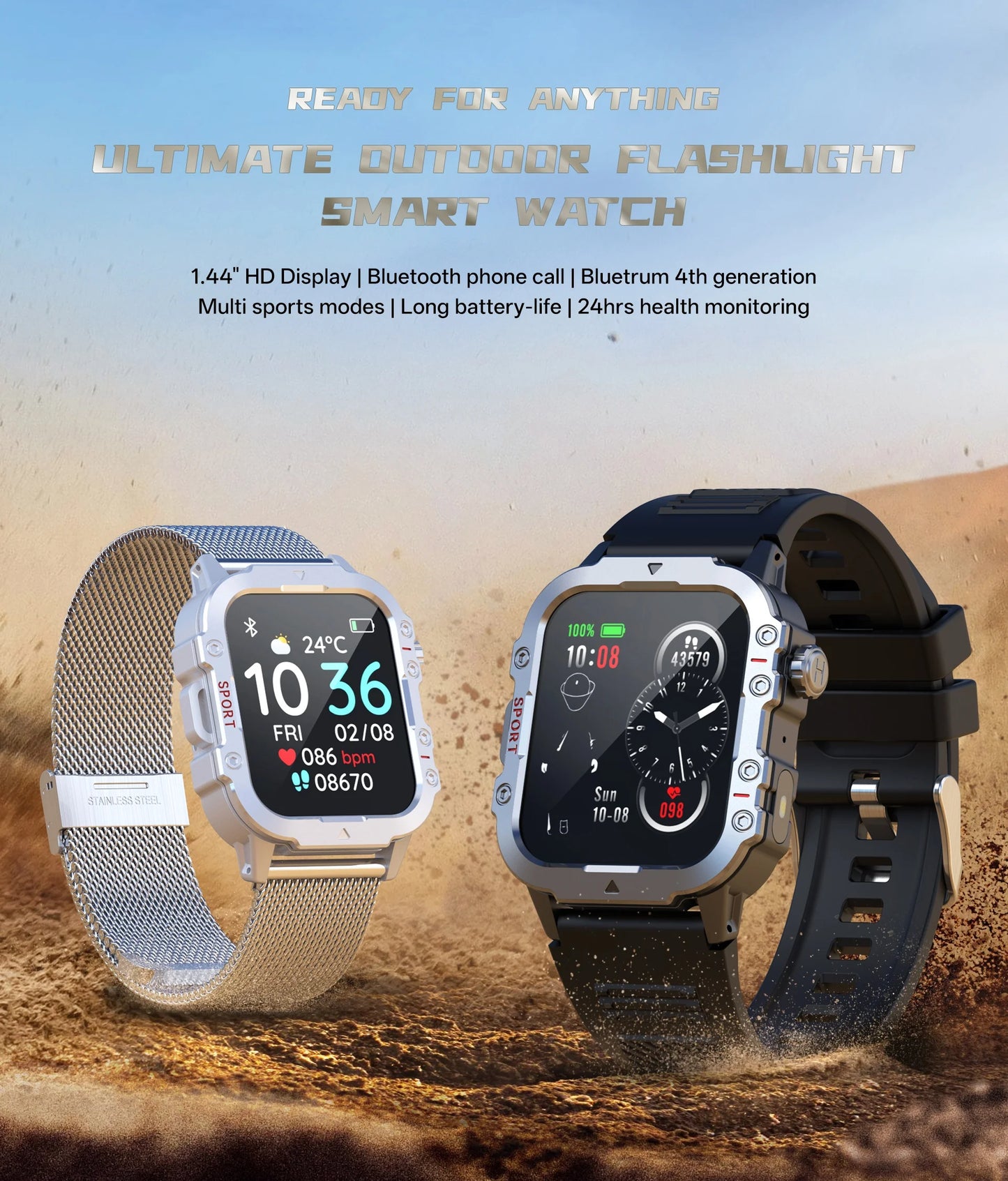 2026 Military Smart Watch Bluetooth Call Fitness Tracker GPS