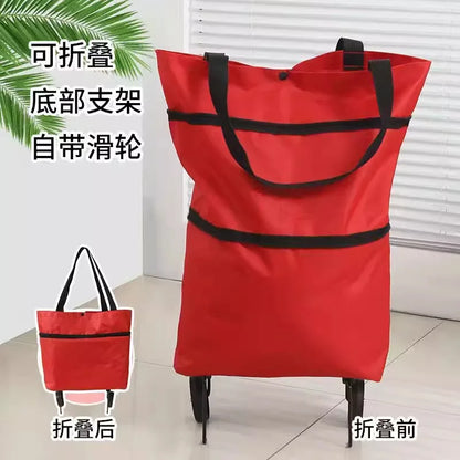 Shopping bag with wheels, foldable, grocery shopping cart, tugboat, portable