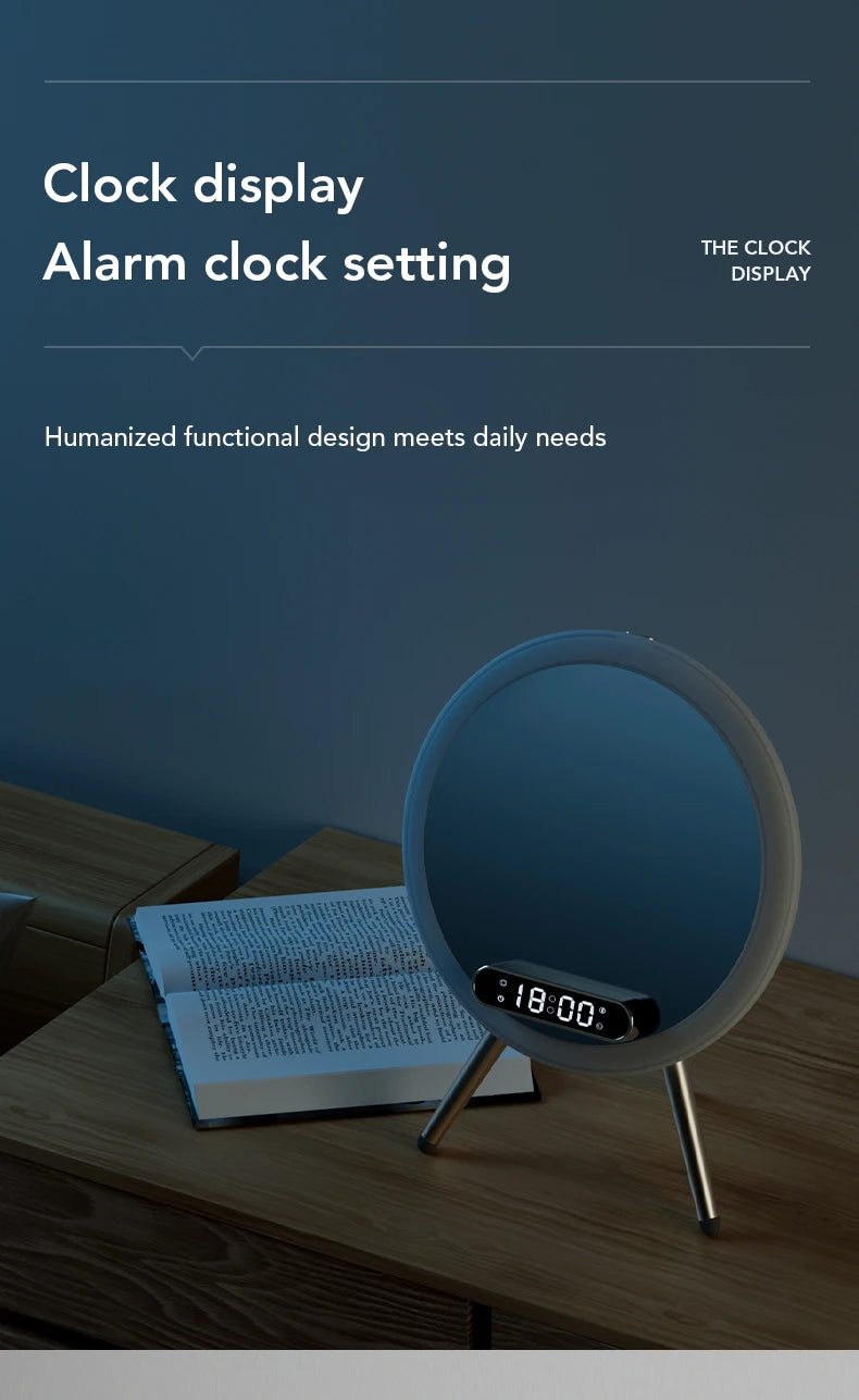 Bluetooth Speaker Clock LED Night Light 15W Wireless Charger