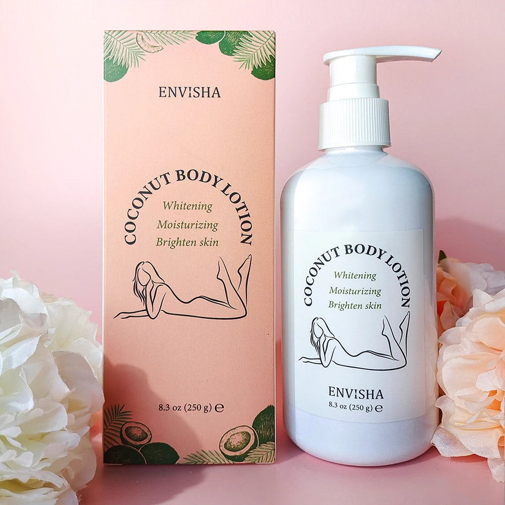 ENVISHA Coconut Oil Body Lotion – Moisturizing Glow for Face & Body