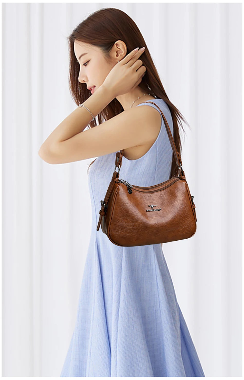 Luxury Designer Leather Shoulder Bag for Women – Retro Minimalist Crossbody Purse
