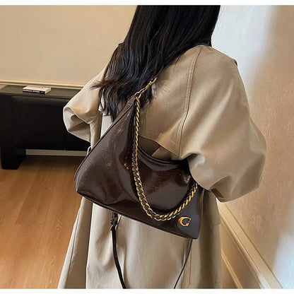 Vintage Designer Large Leather Shoulder Bag – Fashion Stroller Tote