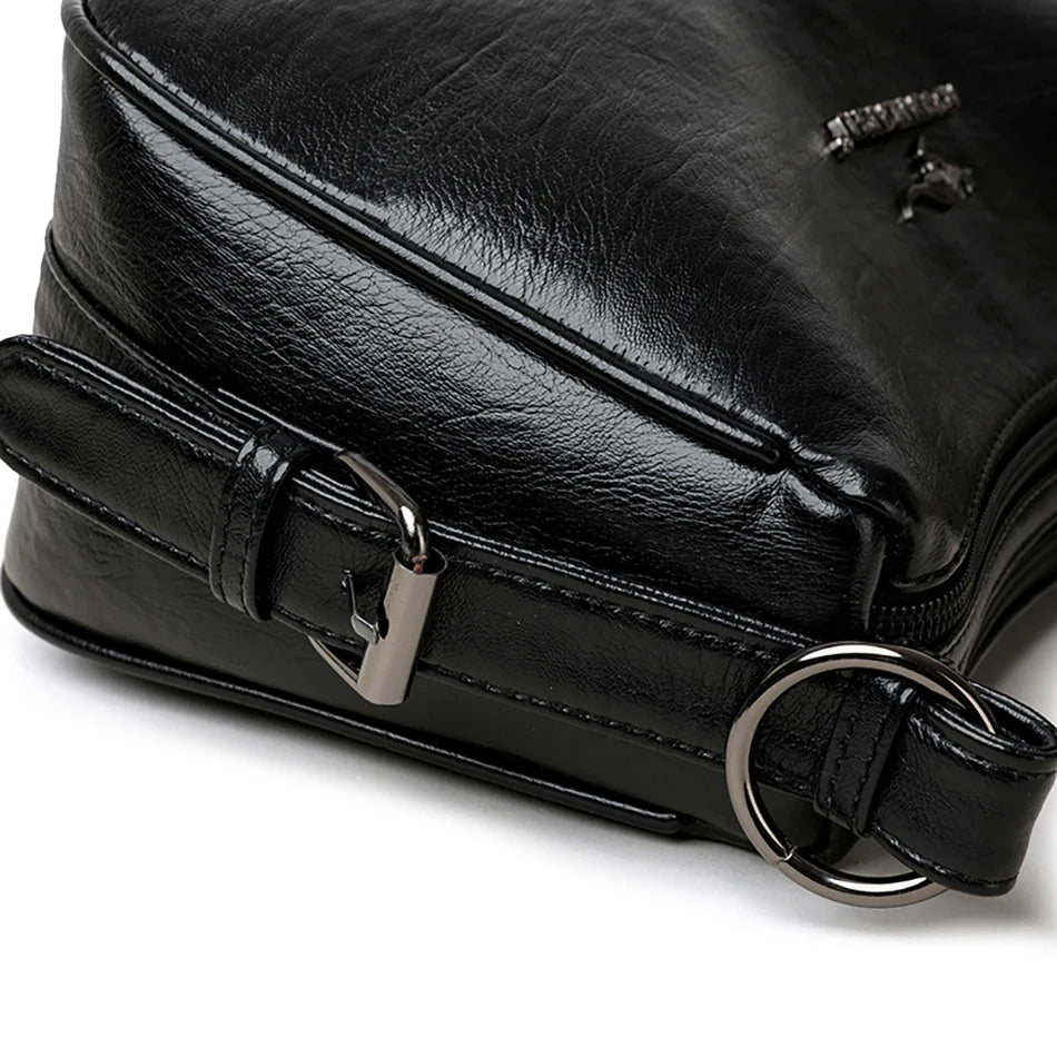 Luxury Designer Leather Shoulder Bag for Women – Retro Minimalist Crossbody Purse