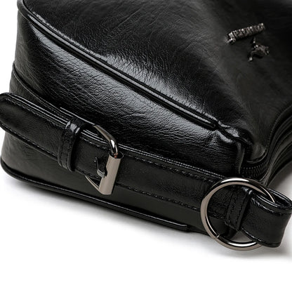 Luxury Designer Leather Shoulder Bag for Women – Retro Minimalist Crossbody Purse