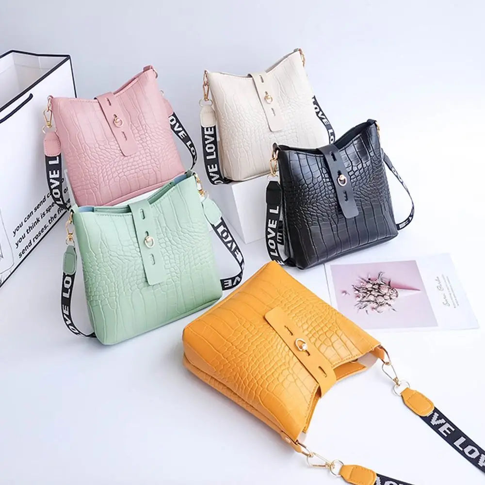 Women’s Classic Shoulder Crossbody Bag – Casual PU Leather Bucket Style
