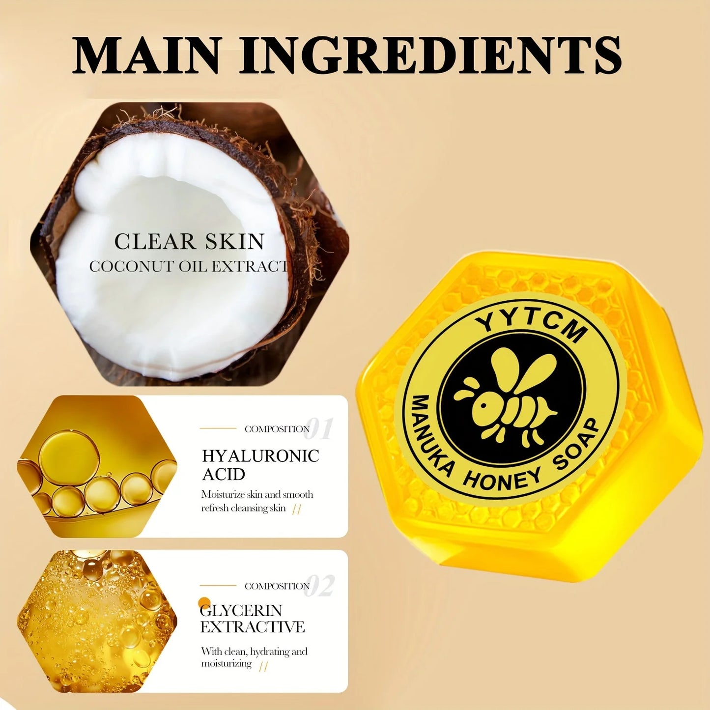 Manuka Honey Soap, Moisturizing and Hydrating Handmade Bath Soap 65g (2.29oz)