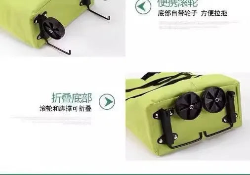Shopping bag with wheels, foldable, grocery shopping cart, tugboat, portable