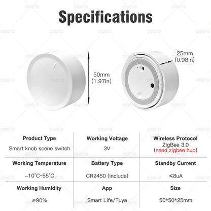 Tuya ZigBee Smart Knob Switch Dimmer Scene Controller