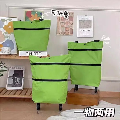 Shopping bag with wheels, foldable, grocery shopping cart, tugboat, portable