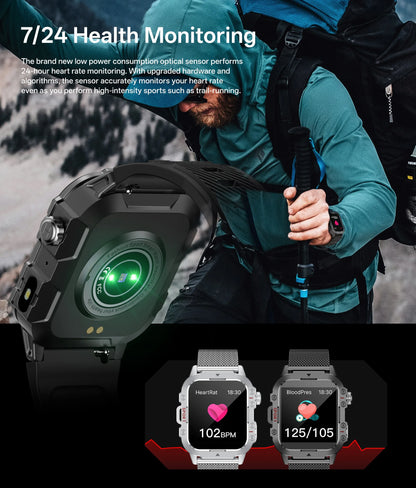 2026 Military Smart Watch Bluetooth Call Fitness Tracker GPS