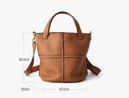 Classic Genuine Leather Women’s Unique Bucket Bag | NIGEDU B409
