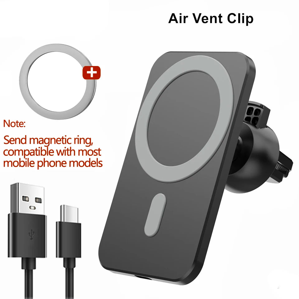 Magnetic Car Wireless Charger For Macsafe for iPhone 12 13 14 15 Pro Max Mini Air Vent Car Phone Holder Stand Fast Car Charging