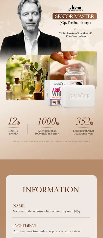 SADOER Niacinamide Arbutin Soap – Brightening & Moisturizing Cleanser