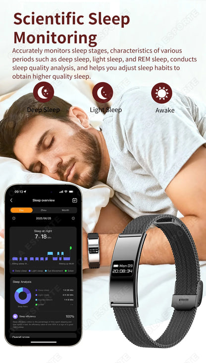 Ultra-Thin Smart Watch-2026 | Heart Rate, Blood Oxygen, Sleep Monitor & IPX8 Waterproof