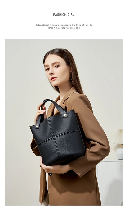 Classic Genuine Leather Women’s Unique Bucket Bag | NIGEDU B409