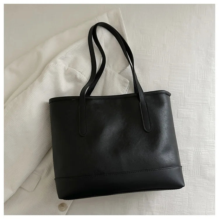 Women’s Daily PU Shoulder Bag – Large Capacity with Bow Decoration