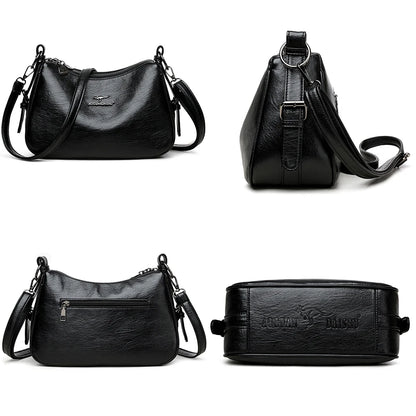 Luxury Designer Leather Shoulder Bag for Women – Retro Minimalist Crossbody Purse