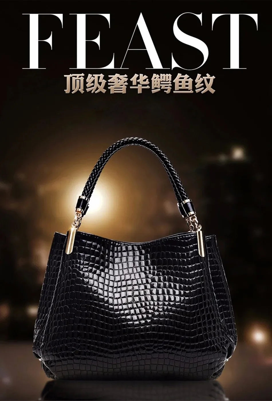 Luxury Crocodile Leather Handbag for Women – Designer Shoulder Bag & Purse