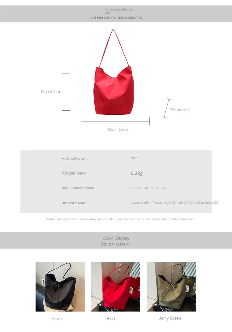 Minimalist Tote Shoulder Bag – Large Capacity Retro Shopping Bag
