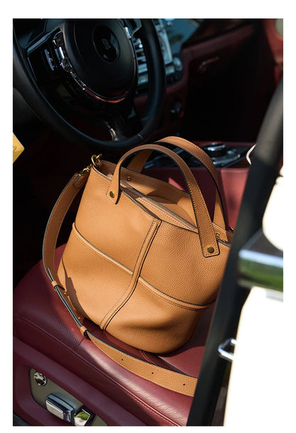 Classic Genuine Leather Women’s Unique Bucket Bag | NIGEDU B409