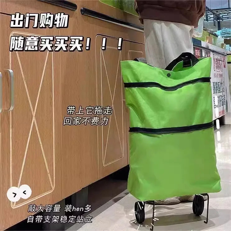Shopping bag with wheels, foldable, grocery shopping cart, tugboat, portable