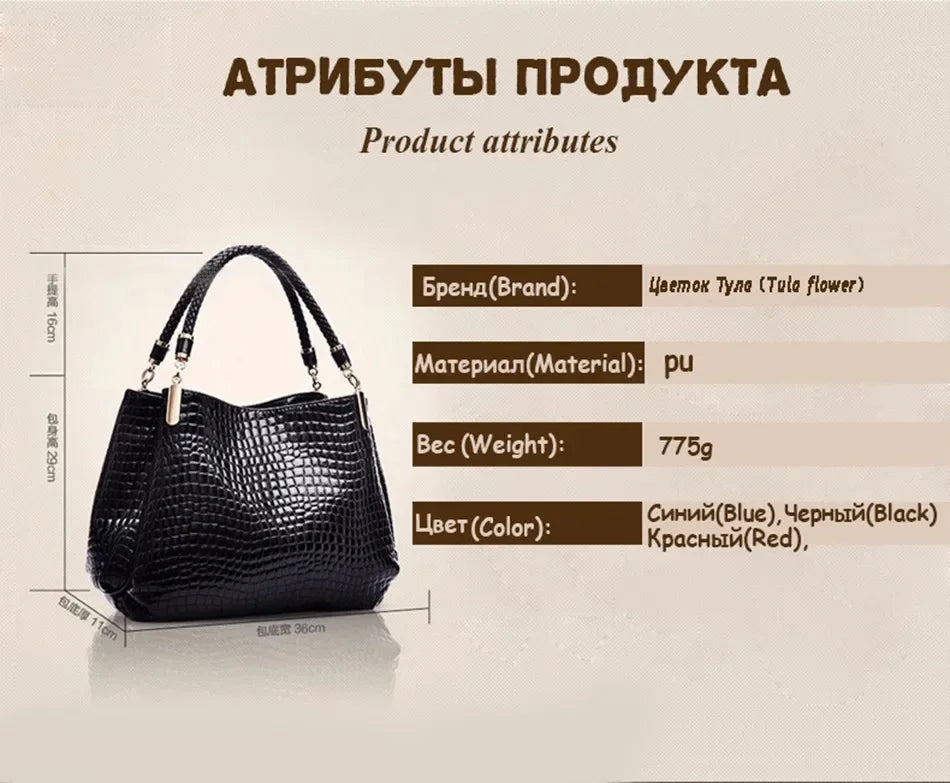 Luxury Crocodile Leather Handbag for Women – Designer Shoulder Bag & Purse