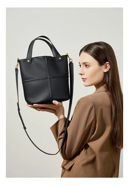 Classic Genuine Leather Women’s Unique Bucket Bag | NIGEDU B409