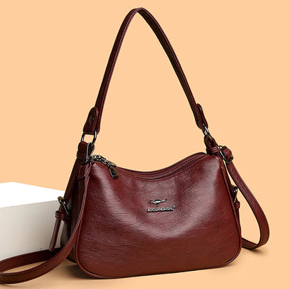 Luxury Designer Leather Shoulder Bag for Women – Retro Minimalist Crossbody Purse