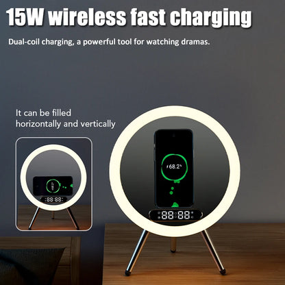 Bluetooth Speaker Clock LED Night Light 15W Wireless Charger