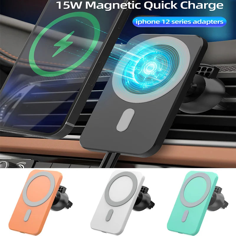 Magnetic Car Wireless Charger For Macsafe for iPhone 12 13 14 15 Pro Max Mini Air Vent Car Phone Holder Stand Fast Car Charging