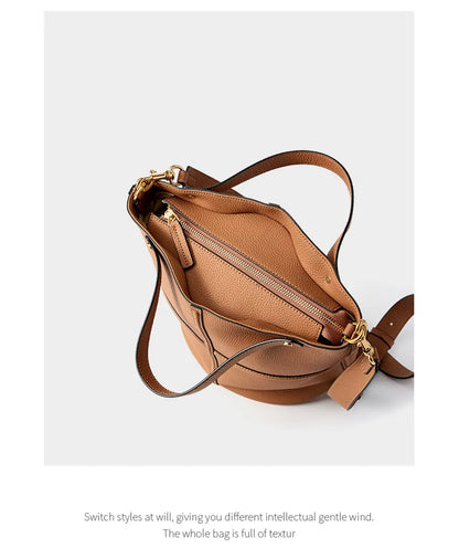Classic Genuine Leather Women’s Unique Bucket Bag | NIGEDU B409