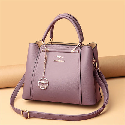 VANDERWAH Luxury Leather Shoulder Crossbody Bag – 3 Layers Soft Tote