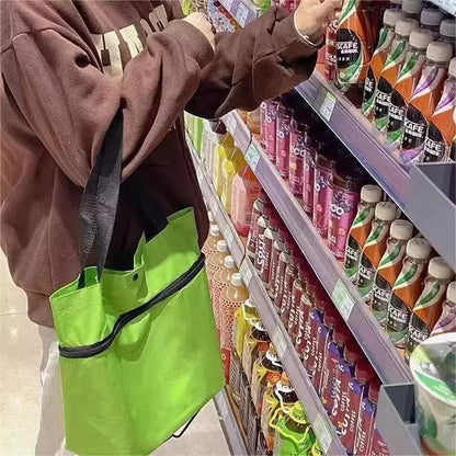 Shopping bag with wheels, foldable, grocery shopping cart, tugboat, portable