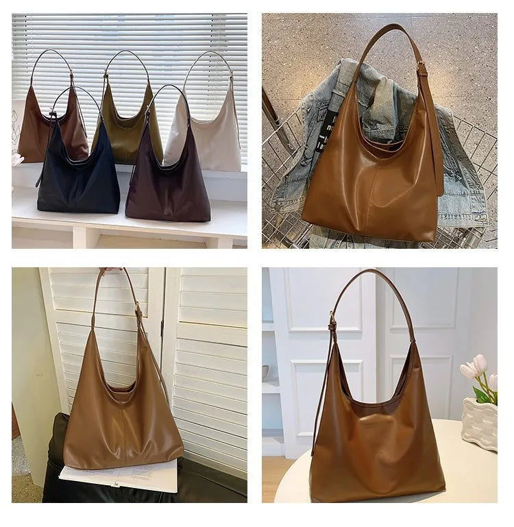 HOMEFISH Retro Luxury Large Tote Bag – Fashion PU Shoulder Handbag