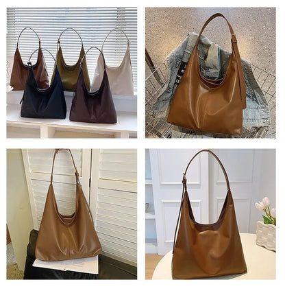 HOMEFISH Retro Luxury Large Tote Bag – Fashion PU Shoulder Handbag