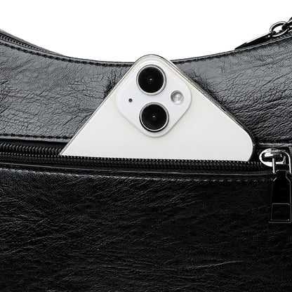 Luxury Designer Leather Shoulder Bag for Women – Retro Minimalist Crossbody Purse